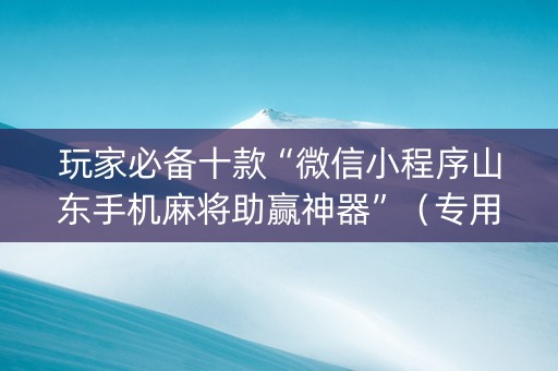 玩家必备十款“微信小程序山东手机麻将助赢神器”（专用神器下载)