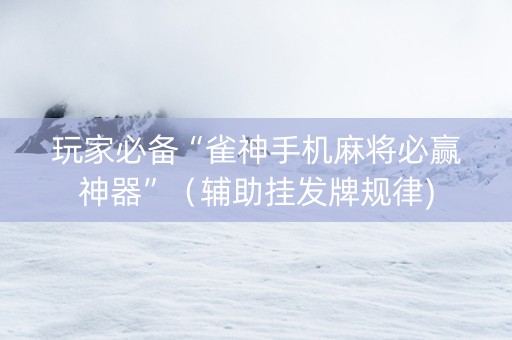 玩家必备“雀神手机麻将必赢神器”（辅助挂发牌规律)