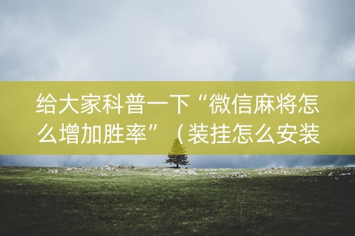 给大家科普一下“微信麻将怎么增加胜率”（装挂怎么安装)