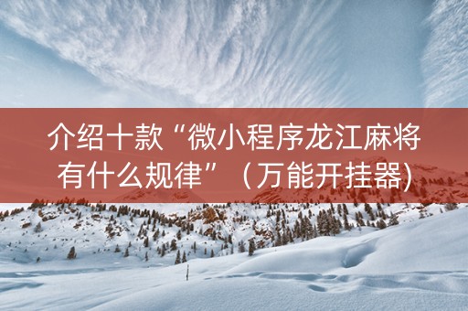 介绍十款“微小程序龙江麻将有什么规律”（万能开挂器)