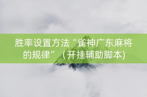 胜率设置方法“雀神广东麻将的规律”（开挂辅助脚本)