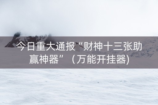 今日重大通报“财神十三张助赢神器”（万能开挂器)