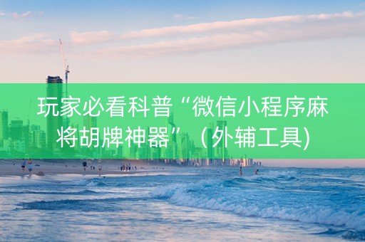 玩家必看科普“微信小程序麻将胡牌神器”（外辅工具)