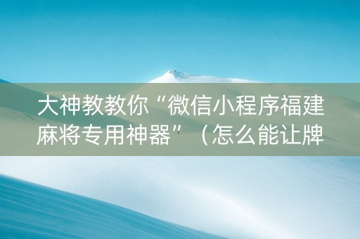 大神教教你“微信小程序福建麻将专用神器”（怎么能让牌好一点)