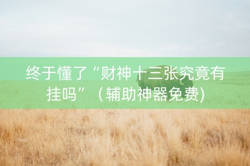 终于懂了“财神十三张究竟有挂吗”（辅助神器免费)