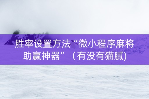 胜率设置方法“微小程序麻将助赢神器”（有没有猫腻)