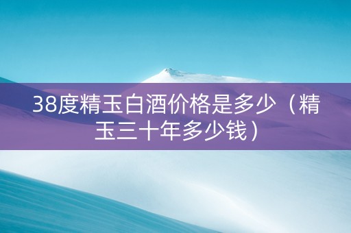 38度精玉白酒价格是多少（精玉三十年多少钱）