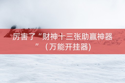 厉害了“财神十三张助赢神器”（万能开挂器)