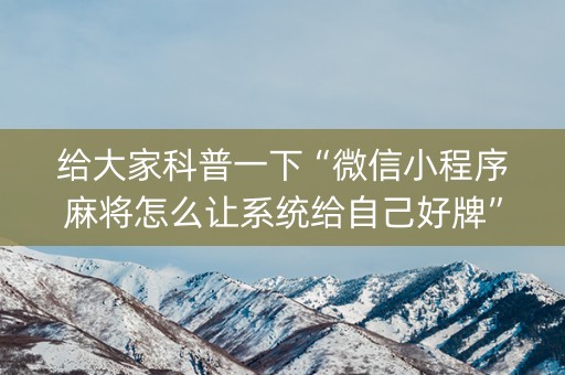 给大家科普一下“微信小程序麻将怎么让系统给自己好牌”（装挂怎么安装)