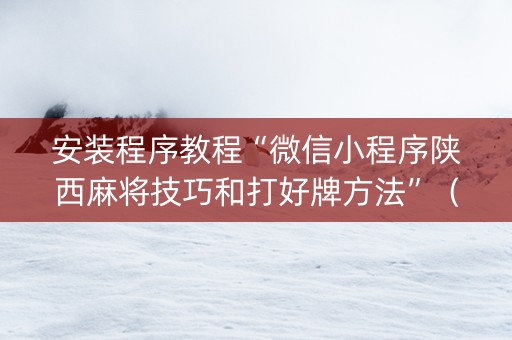 安装程序教程“微信小程序陕西麻将技巧和打好牌方法”（攻略插件)
