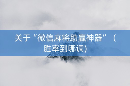 关于“微信麻将助赢神器”（胜率到哪调)