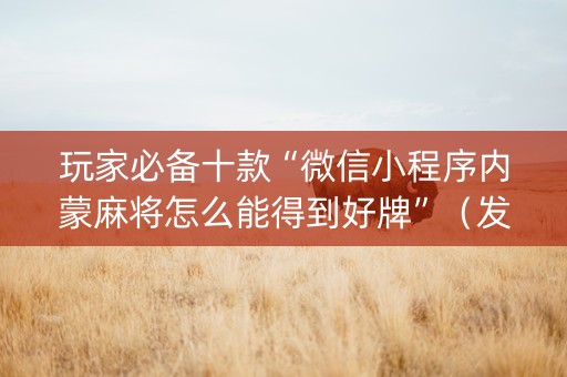 玩家必备十款“微信小程序内蒙麻将怎么能得到好牌”（发牌有什么规律吗)