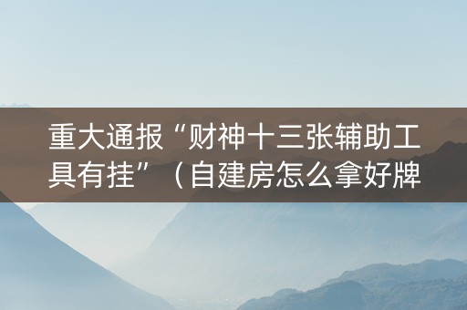 重大通报“财神十三张辅助工具有挂”（自建房怎么拿好牌)