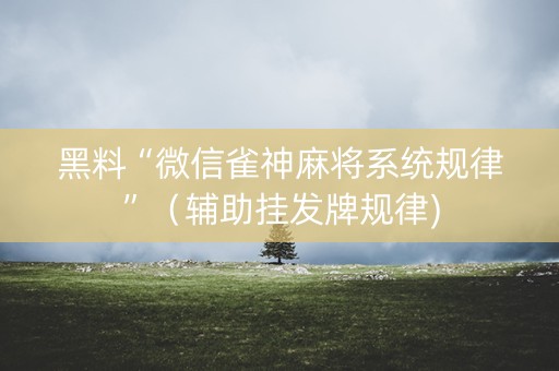 黑料“微信雀神麻将系统规律”（辅助挂发牌规律)