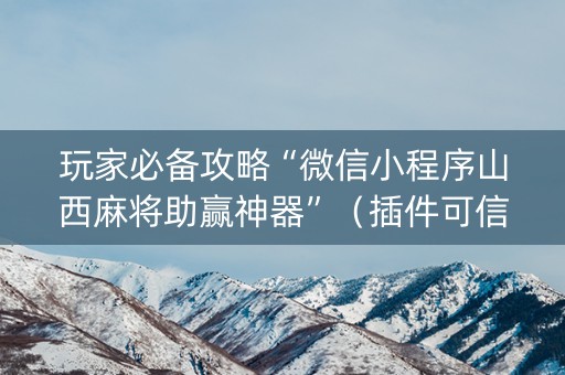 玩家必备攻略“微信小程序山西麻将助赢神器”（插件可信吗)