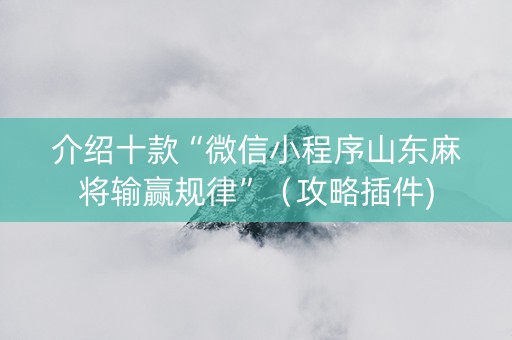 介绍十款“微信小程序山东麻将输赢规律”（攻略插件)