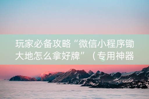 玩家必备攻略“微信小程序锄大地怎么拿好牌”（专用神器)