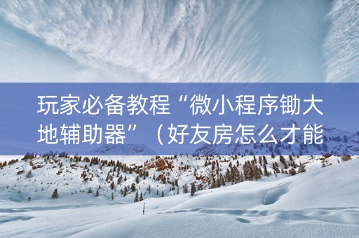 玩家必备教程“微小程序锄大地辅助器”（好友房怎么才能赢)