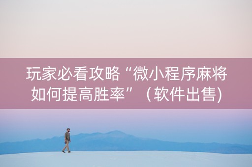 玩家必看攻略“微小程序麻将如何提高胜率”（软件出售)