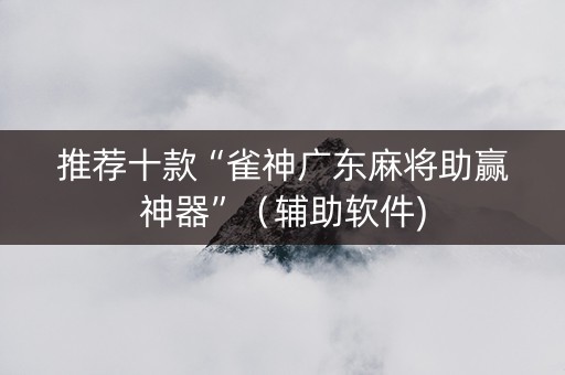 推荐十款“雀神广东麻将助赢神器”（辅助软件)