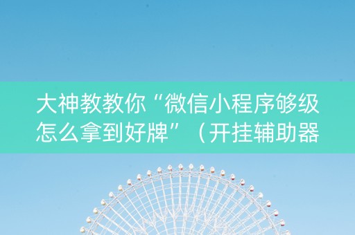 大神教教你“微信小程序够级怎么拿到好牌”（开挂辅助器插件)