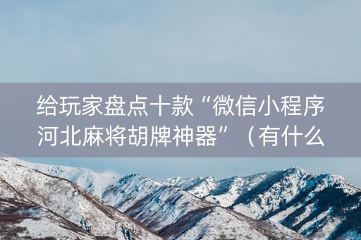 给玩家盘点十款“微信小程序河北麻将胡牌神器”（有什么诀窍)