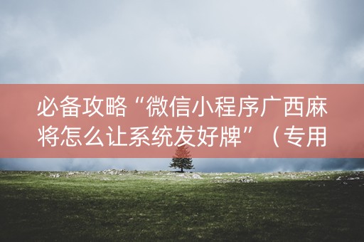 必备攻略“微信小程序广西麻将怎么让系统发好牌”（专用神器)