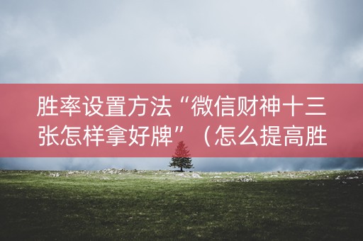 胜率设置方法“微信财神十三张怎样拿好牌”（怎么提高胜率)