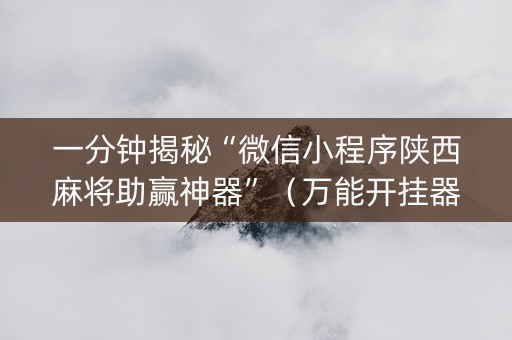 一分钟揭秘“微信小程序陕西麻将助赢神器”（万能开挂器)