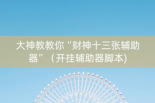 大神教教你“财神十三张辅助器”（开挂辅助器脚本)