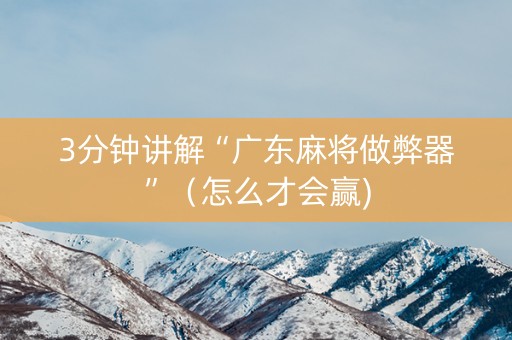 3分钟讲解“广东麻将做弊器”（怎么才会赢)