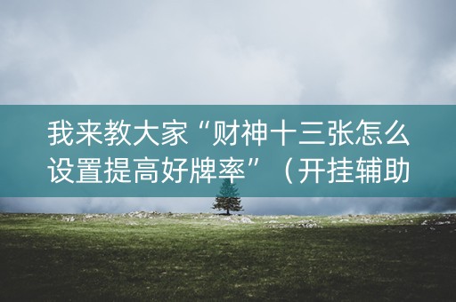 我来教大家“财神十三张怎么设置提高好牌率”（开挂辅助器脚本)
