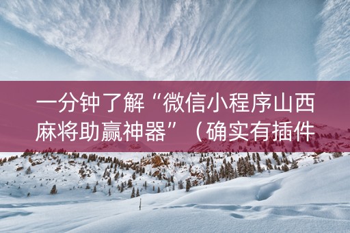 一分钟了解“微信小程序山西麻将助赢神器”（确实有插件吗)