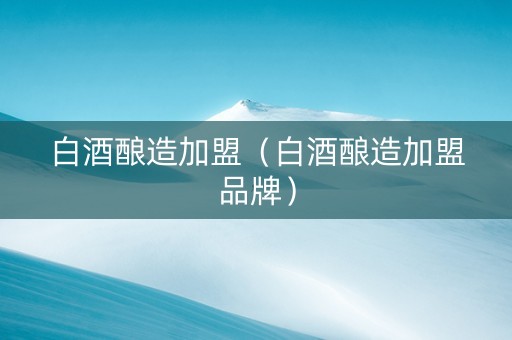 白酒酿造加盟（白酒酿造加盟品牌）