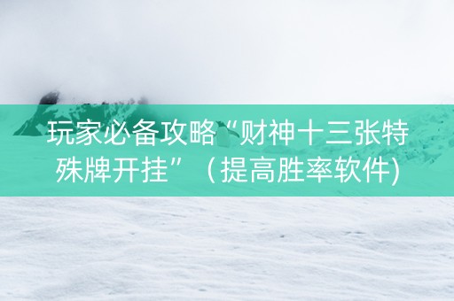 玩家必备攻略“财神十三张特殊牌开挂”（提高胜率软件)