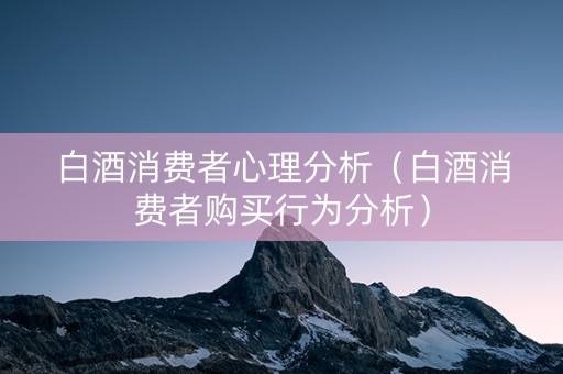 白酒消费者心理分析（白酒消费者购买行为分析）
