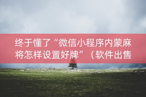 终于懂了“微信小程序内蒙麻将怎样设置好牌”（软件出售)