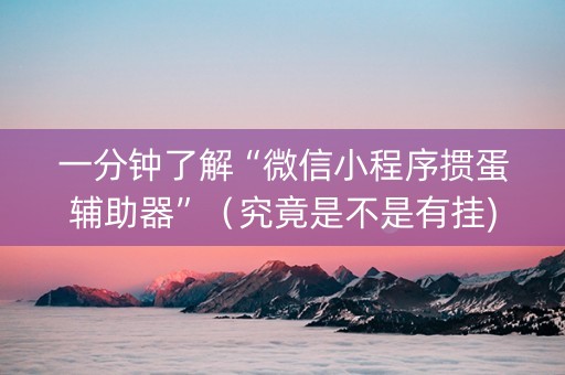 一分钟了解“微信小程序掼蛋辅助器”（究竟是不是有挂)