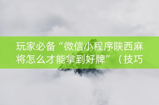 玩家必备“微信小程序陕西麻将怎么才能拿到好牌”（技巧和打好牌方法)