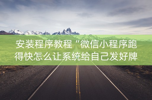 安装程序教程“微信小程序跑得快怎么让系统给自己发好牌”（做弊器软件下载)