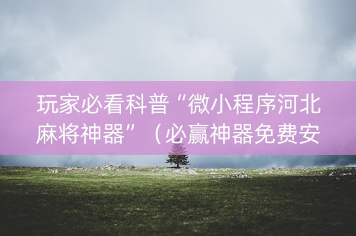 玩家必看科普“微小程序河北麻将神器”（必赢神器免费安装)