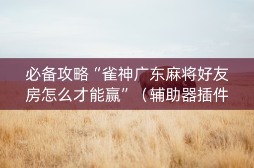 必备攻略“雀神广东麻将好友房怎么才能赢”（辅助器插件)