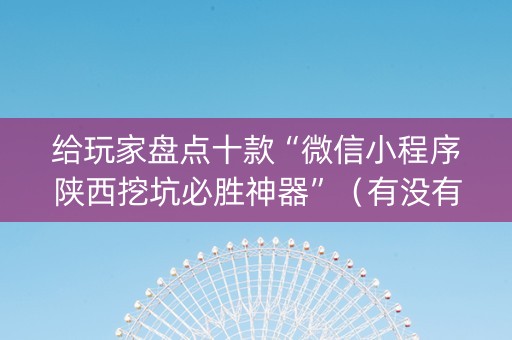 给玩家盘点十款“微信小程序陕西挖坑必胜神器”（有没有猫腻)
