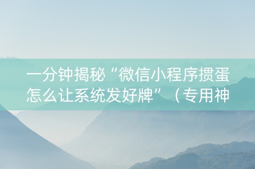 一分钟揭秘“微信小程序掼蛋怎么让系统发好牌”（专用神器)