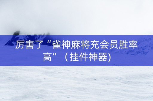 厉害了“雀神麻将充会员胜率高”（挂件神器)