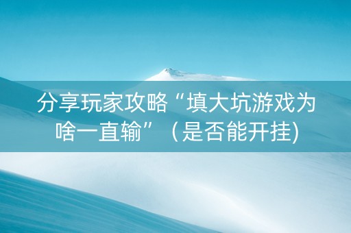 分享玩家攻略“填大坑游戏为啥一直输”（是否能开挂)