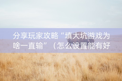 分享玩家攻略“填大坑游戏为啥一直输”（怎么设置能有好牌)