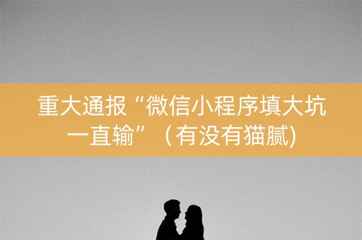 重大通报“微信小程序填大坑一直输”（有没有猫腻)