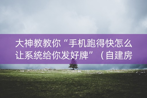 大神教教你“手机跑得快怎么让系统给你发好牌”（自建房怎么赢)