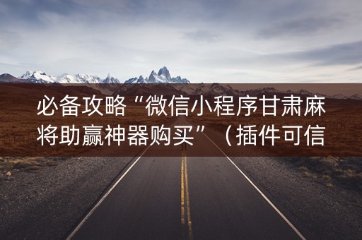 必备攻略“微信小程序甘肃麻将助赢神器购买”（插件可信吗)